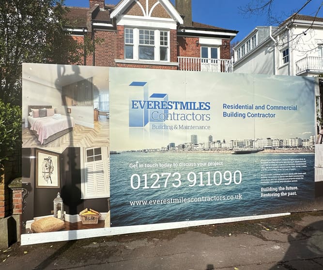 Everestmiles building contractors - bespoke hoarding design adverts for building sites