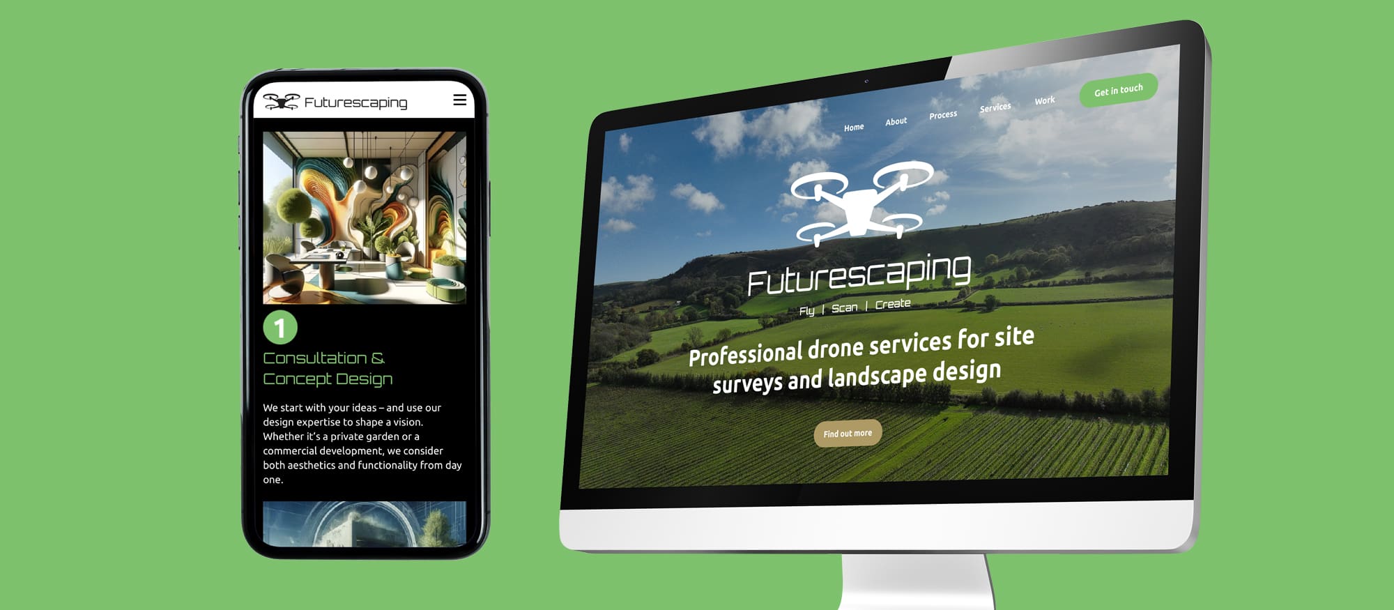 Futurescaping website on desktop and mobile