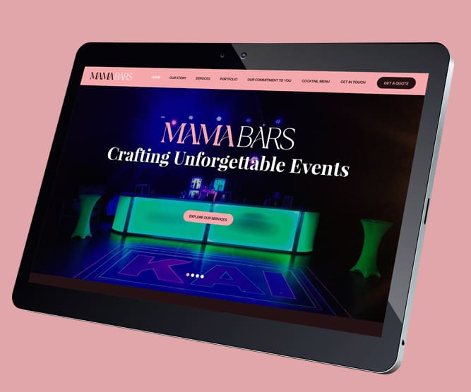 Mama bars website on tablet