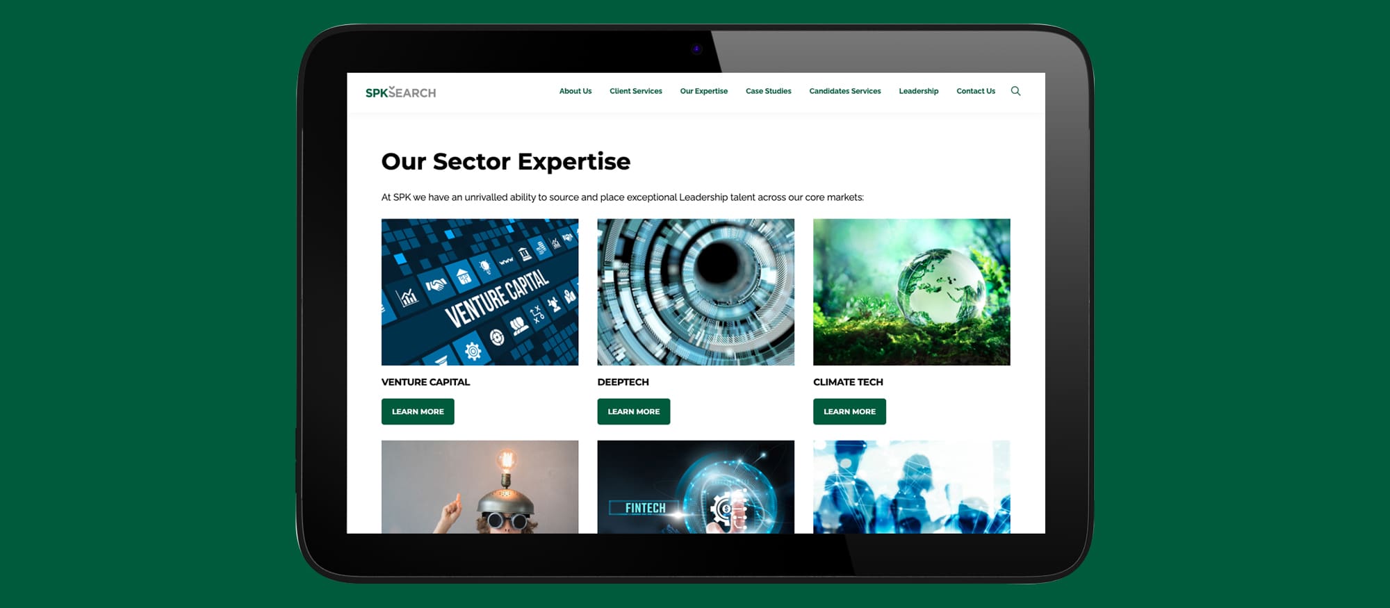 SPK Search website tablet view