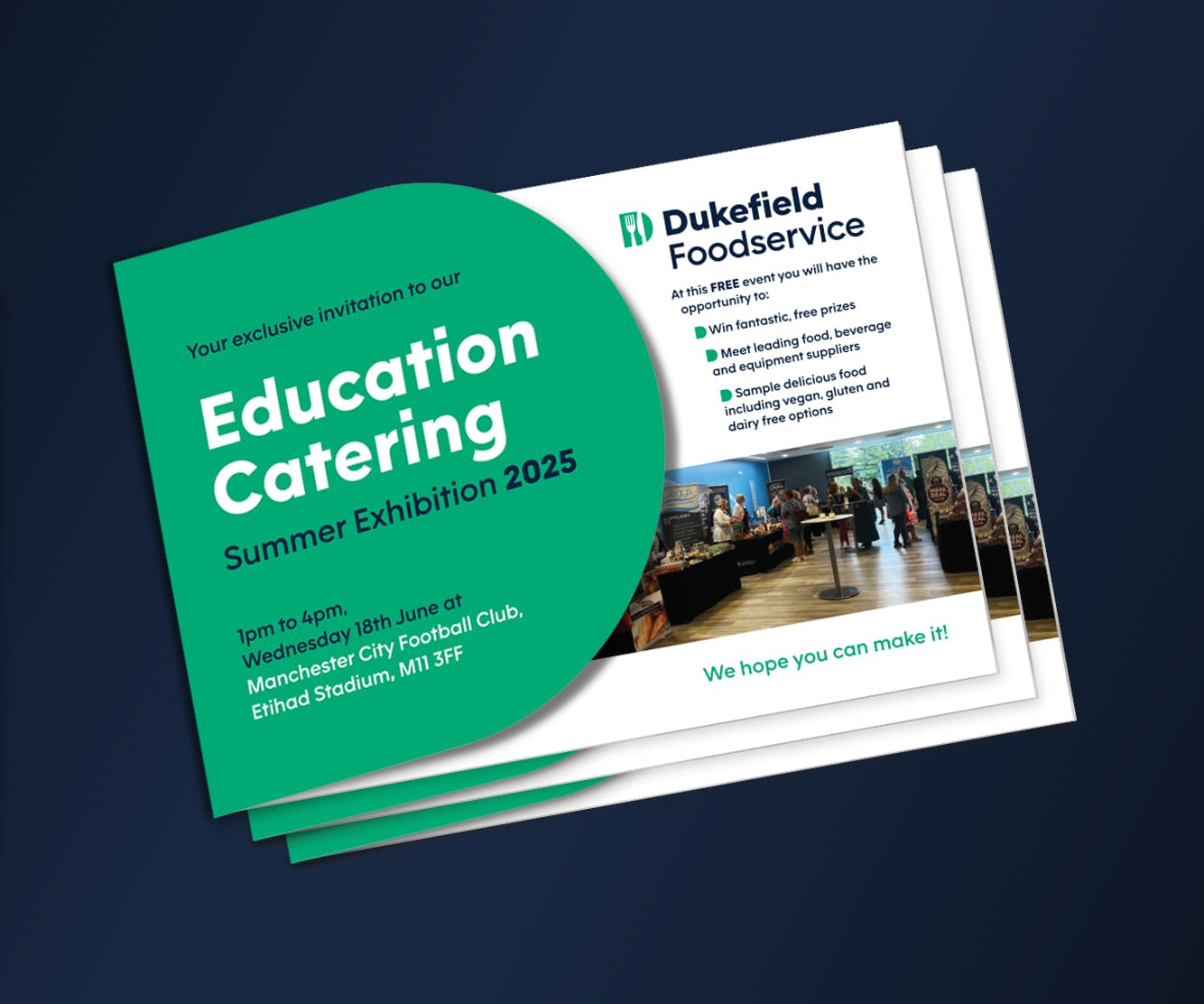 Dukefield food service event invitation design