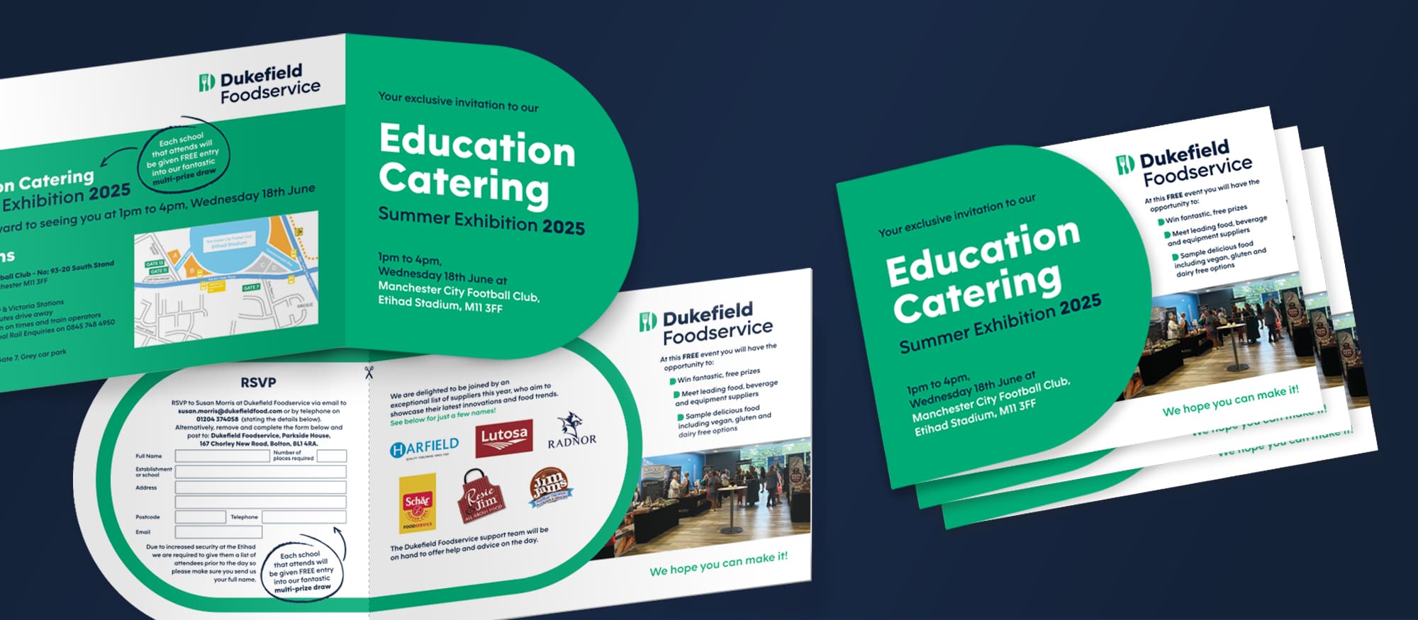 Dukefield food service event invitation design