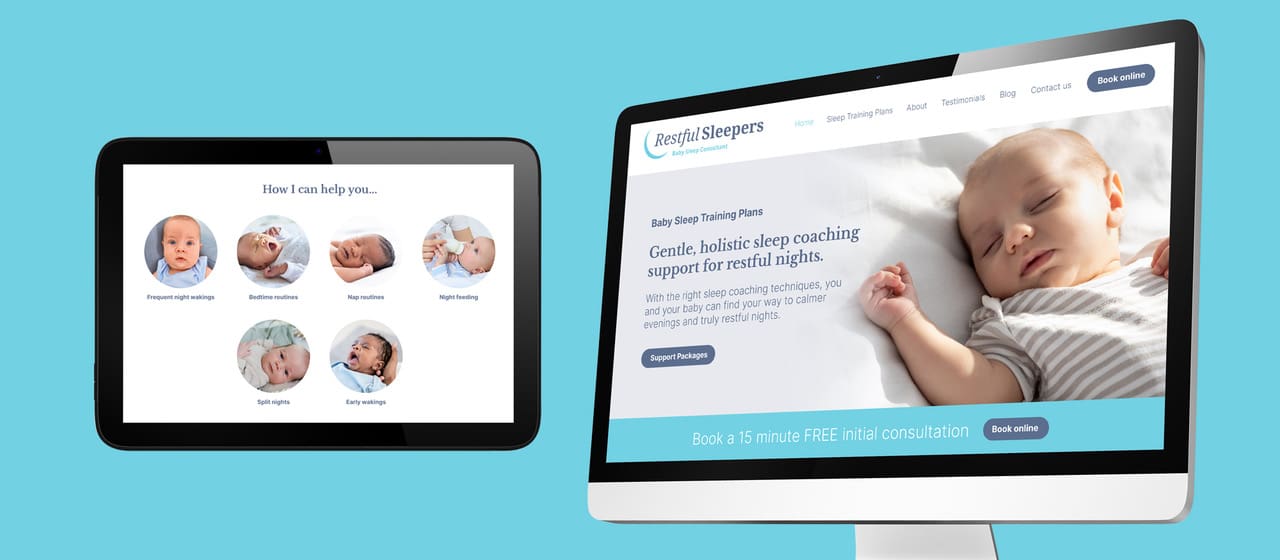 Restful Sleepers - baby sleep consultant website on desktop and tablet